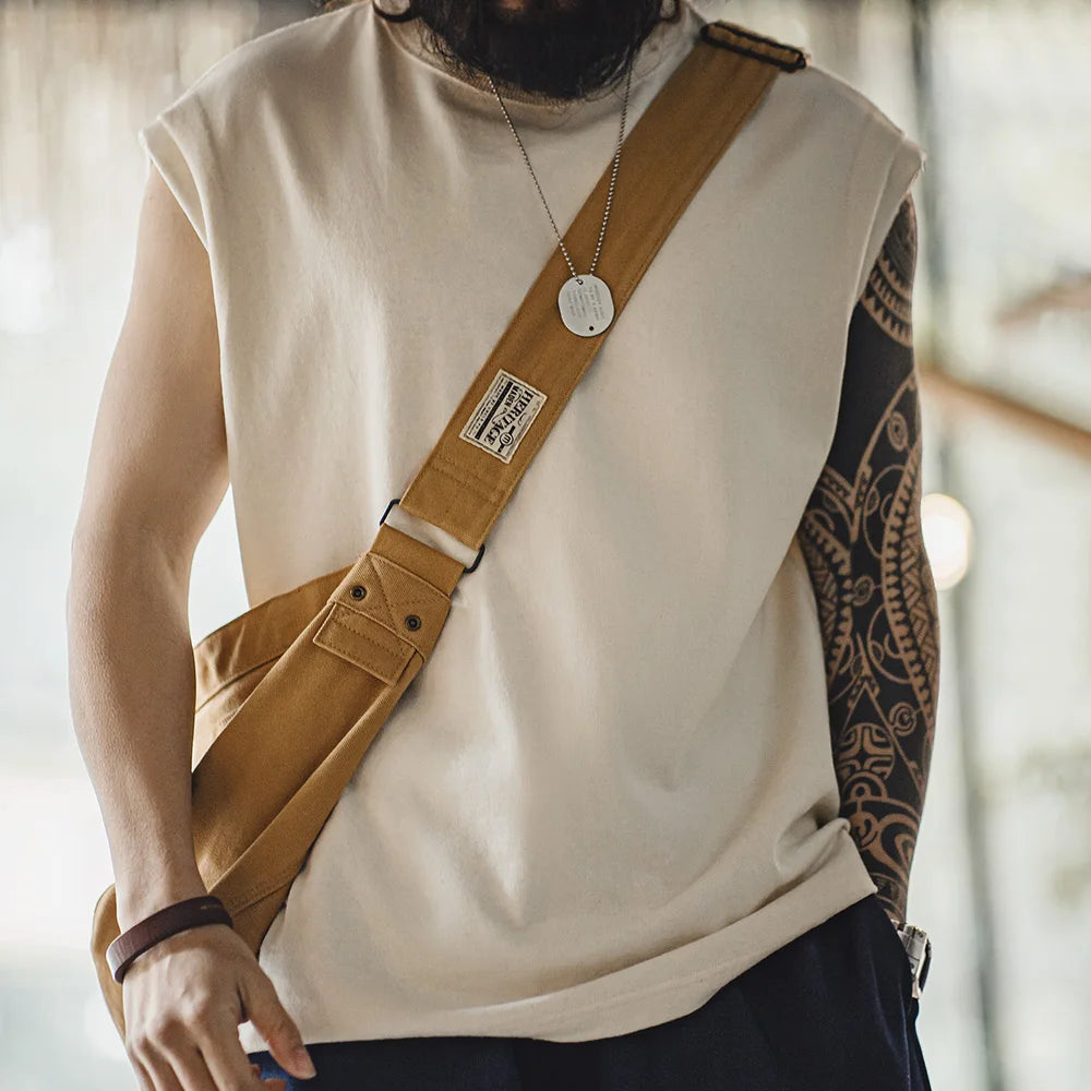 Men's Vintage Heavyweight Knitted Broad Shoulder Vest | Summer Tee