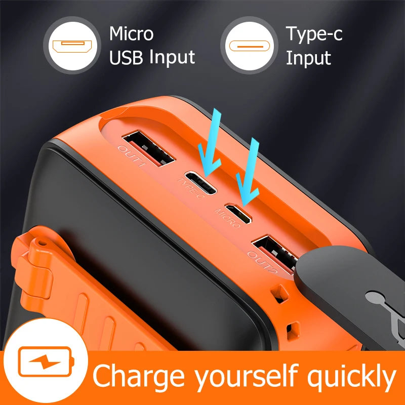 20000mAh Hand Crank Solar Power Bank | Waterproof Portable Charger