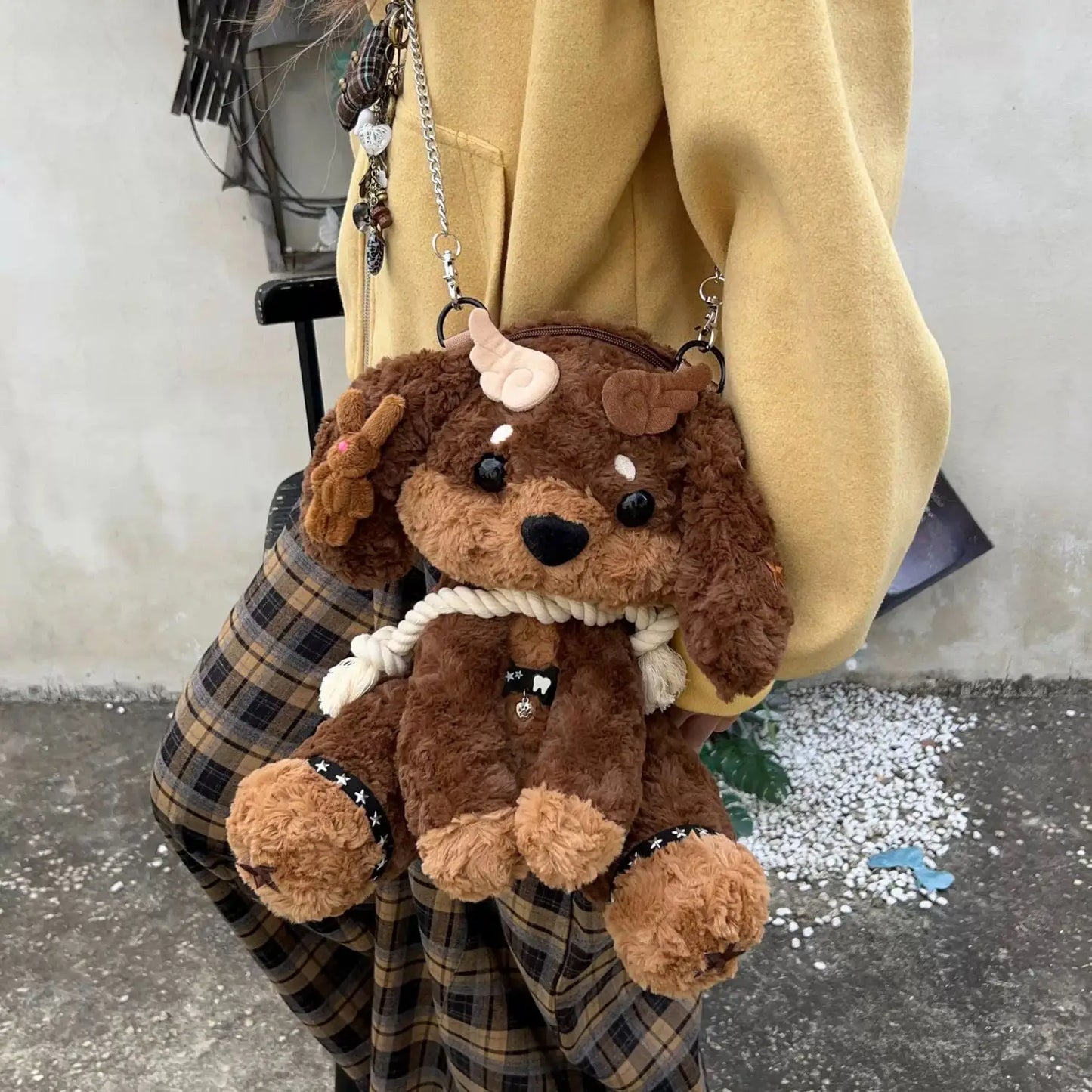 Cute Puppy Plush Doll Shaped Backpack | Trendy Cartoon Style Bag