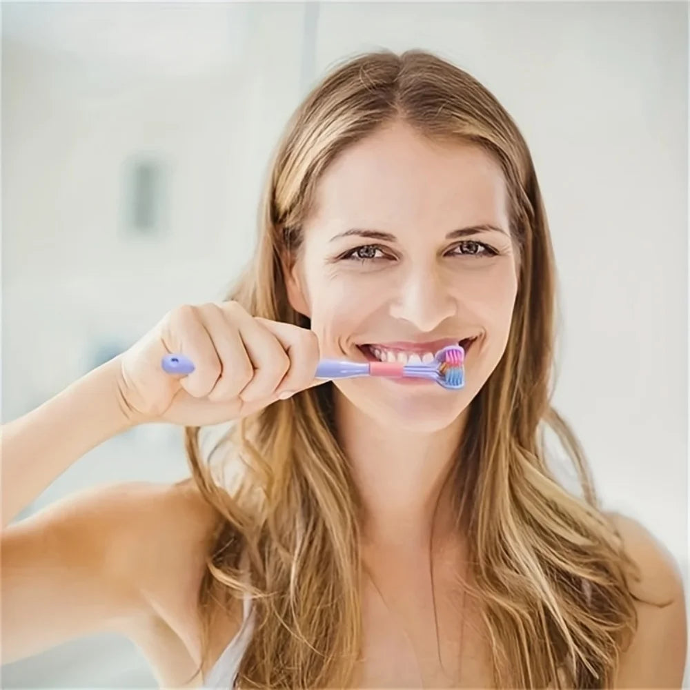Three-Sided Toothbrush with Ultra-Fine Soft Bristles for Deep Cleaning