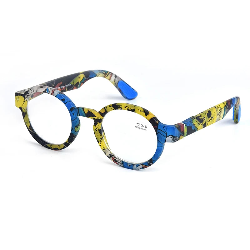 Guanhao Brand Men Reading Glasses Vintage Round Frame Clear Elderly Glasses Thick Frame Large Frame Women's Presbyopia Glasses