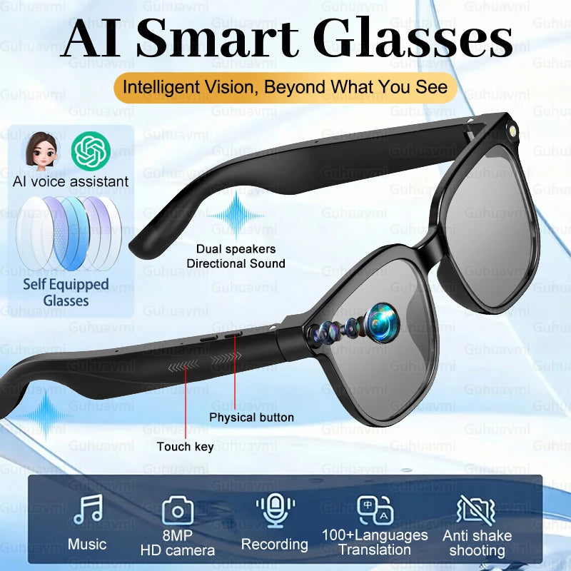 AI Smart Glasses with 8MP Camera | 4K Video and Voice Translator