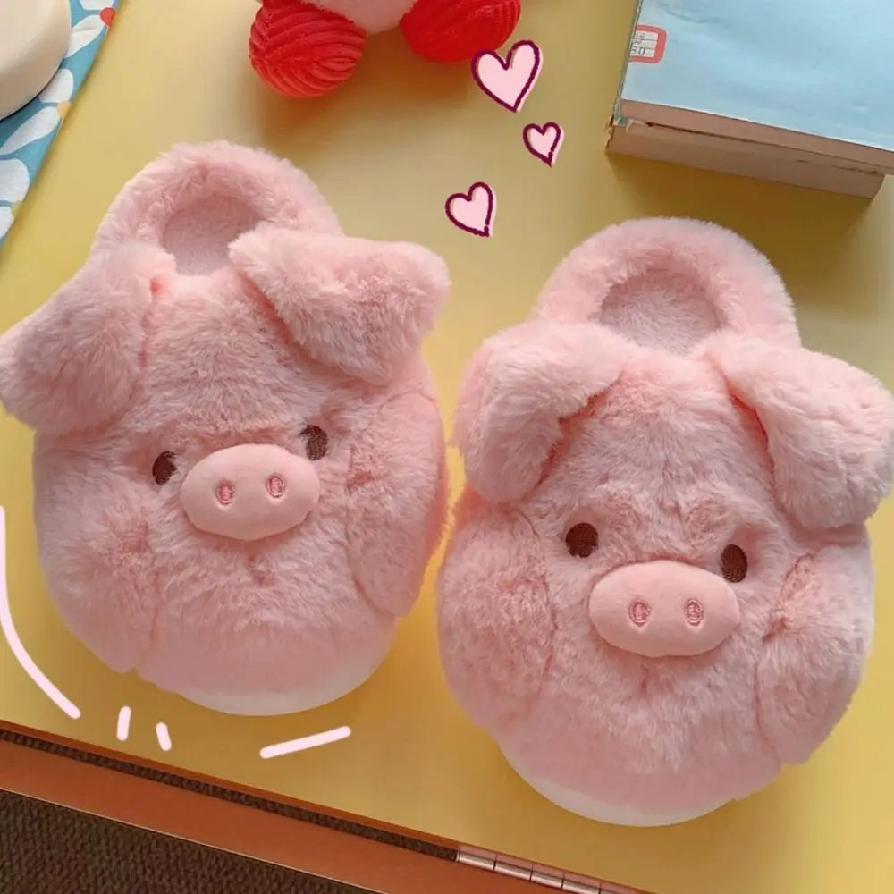 Cute Pig Plush Slippers for Kids | Adorable Winter Indoor Shoes