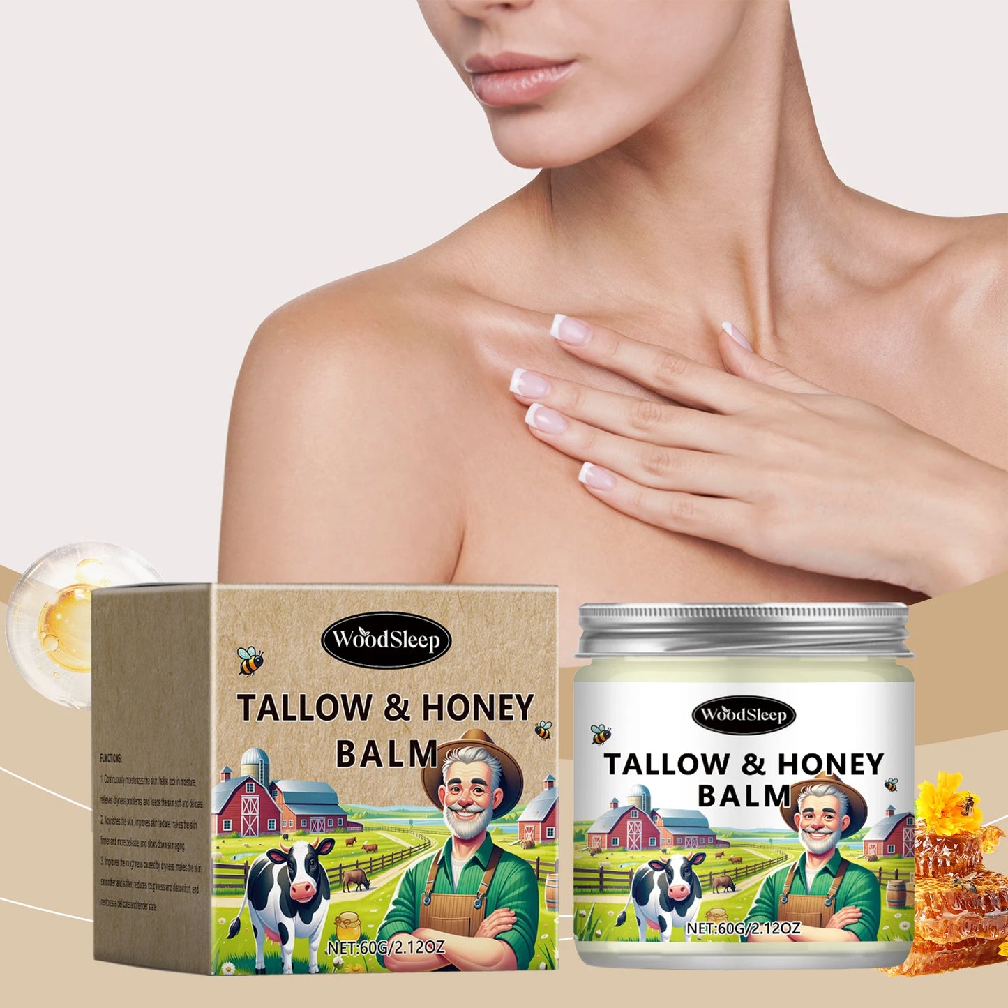 Deep Moisturizing Tallow Honey Balm | Repairing Face and Body Cream