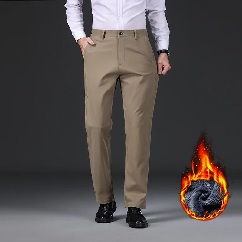 Men's Straight Velvet Casual Pants | Stylish Winter Trousers