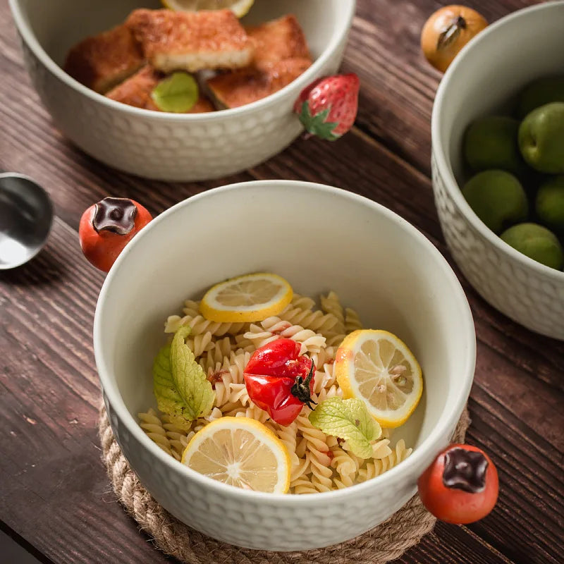 Cuenco de sopa de cerámica hecho a mano con doble asa | Elegancia de estilo japonés