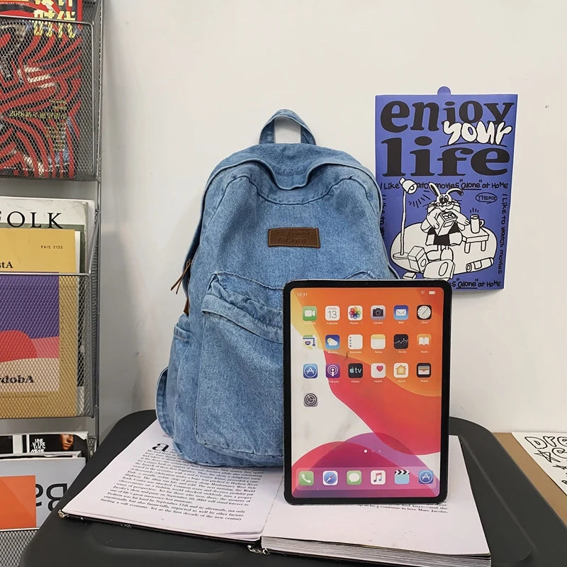 Trendy Denim Backpack for Students | Durable & Stylish Design