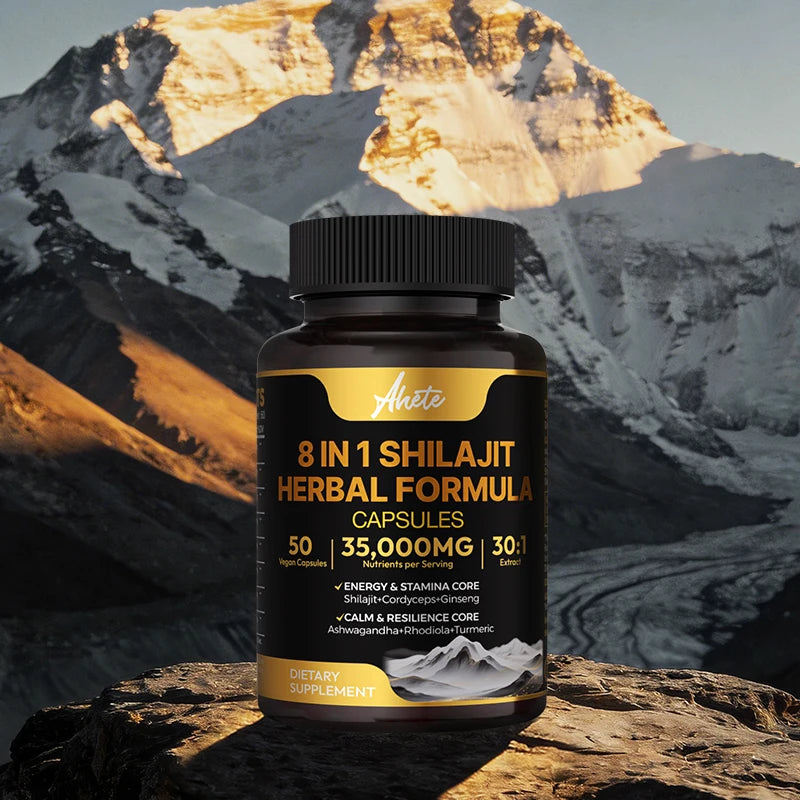 8-in-1 Himalayan Shilajit Capsules for Stress Relief & Vitality
