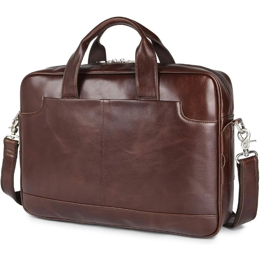 Waterproof Leather Briefcase | Stylish Travel Messenger Bag for Men