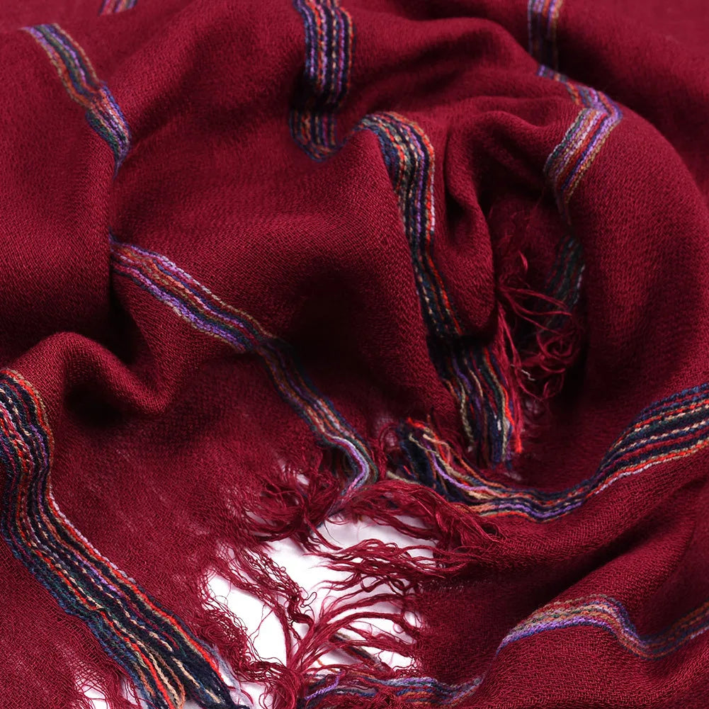 Cotton Linen Striped Men's Scarf | Warm Autumn Winter Accessories