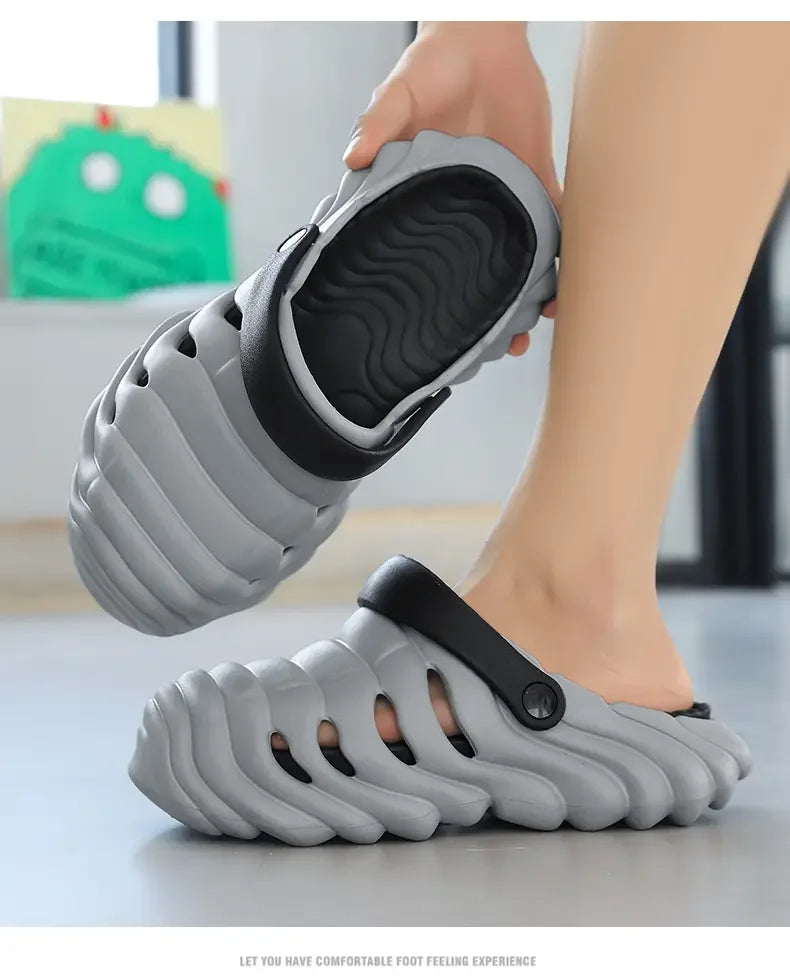 Men Fashion Closed Toe Beach Slippers Summer Trendy Casual Breathable Non Slip Slip on Street Daily Leisure Shoes