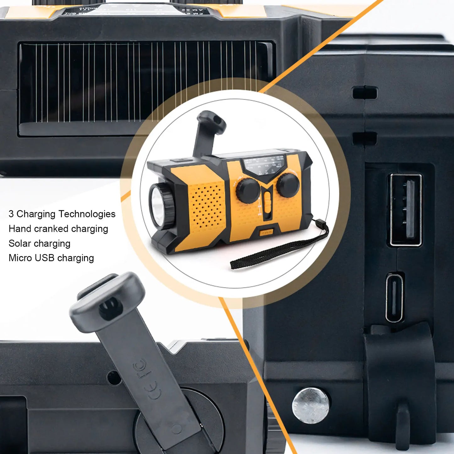 Emergency Hand-Crank Radio | USB Solar Charging for Camping