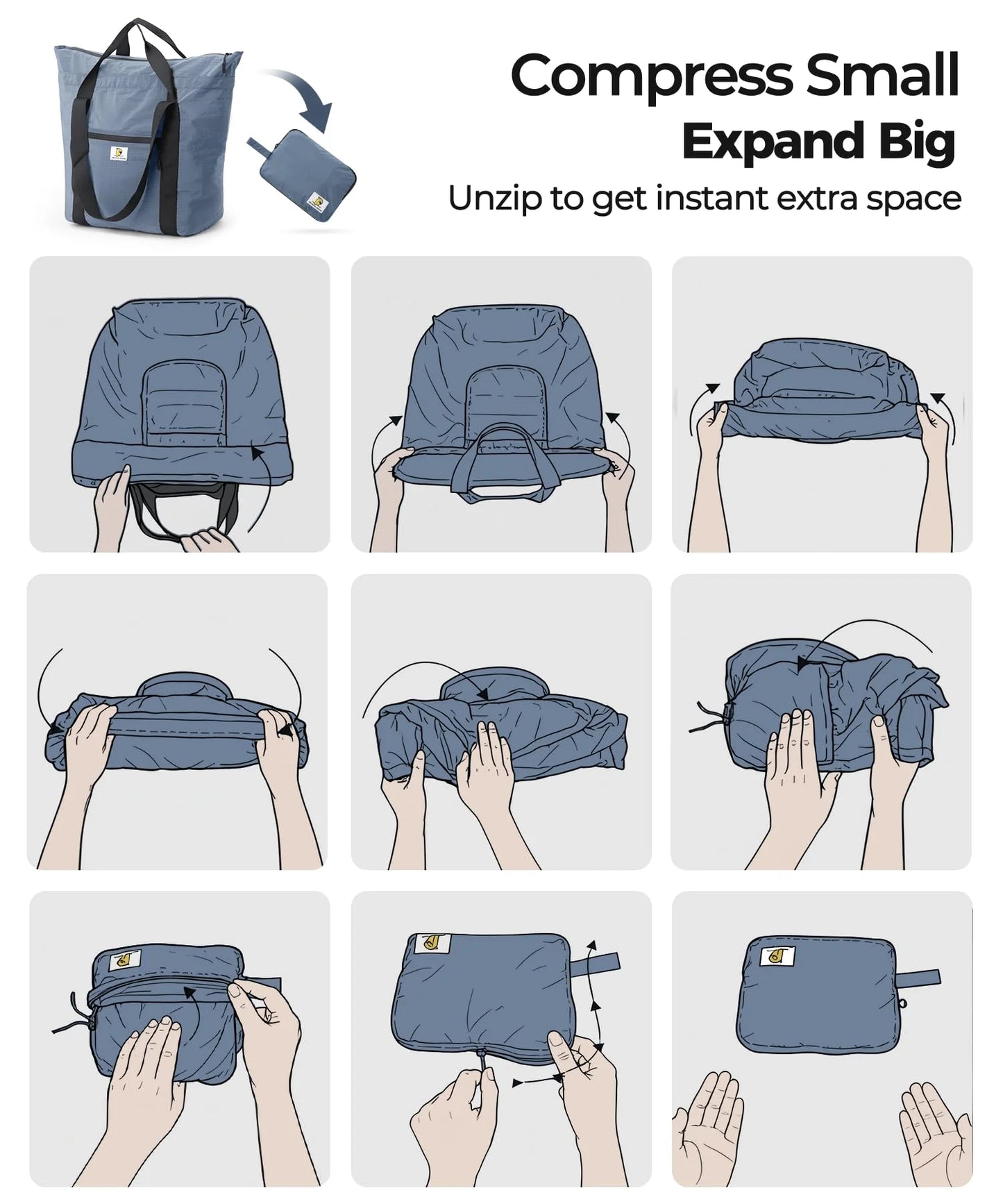 26L Foldable Travel Bag | Lightweight Expandable Weekender Tote