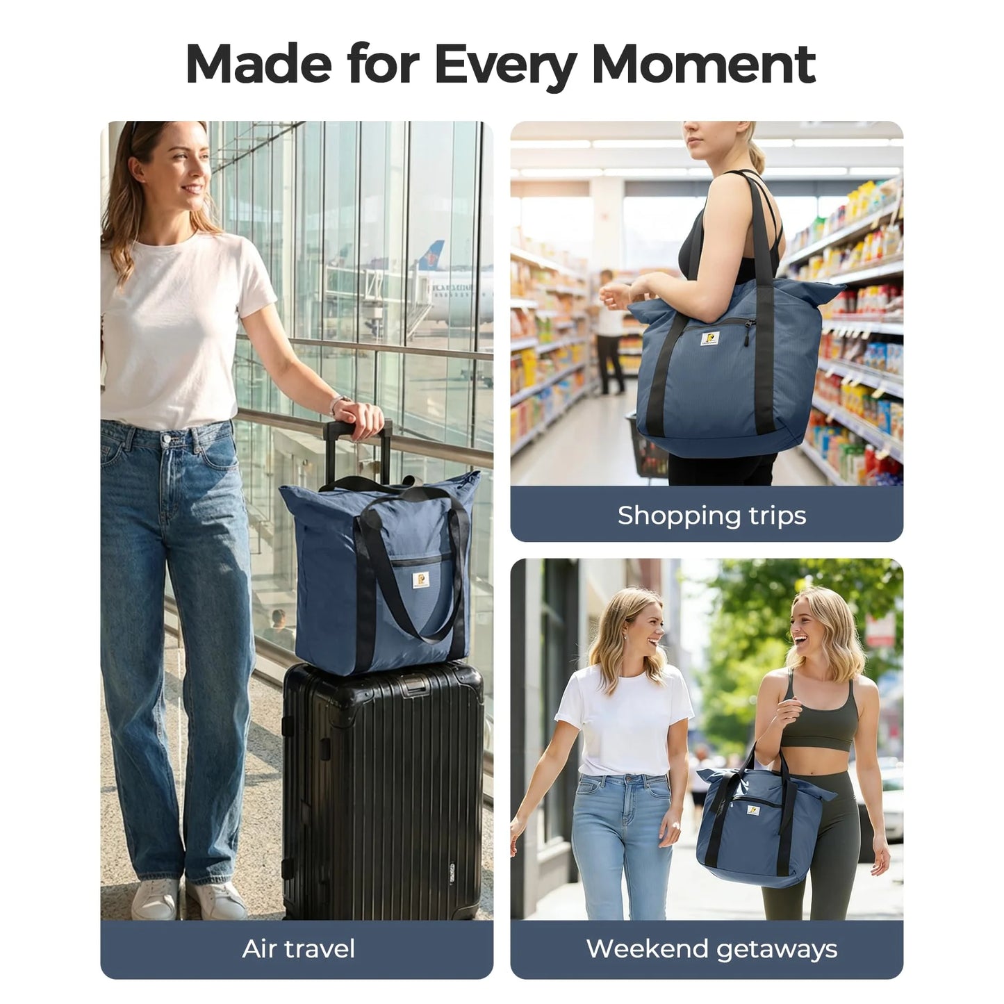 26L Foldable Travel Bag | Lightweight Expandable Weekender Tote