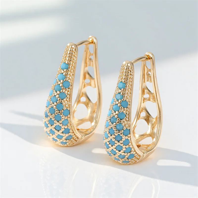 Elegant Green Crystal Hoop Earrings | Vintage Gold Color Jewelry