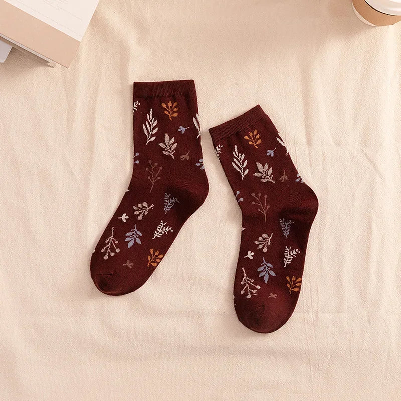 Cotton Embroidery Print Socks for Women | Vintage Harajuku Style