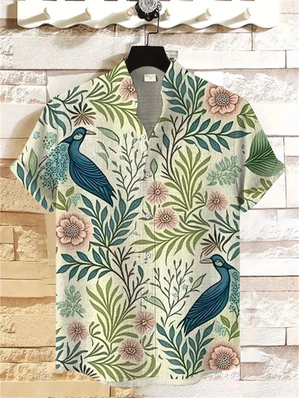 Men's 3D Printed Casual Long Sleeve Shirt | Retro Plant Design