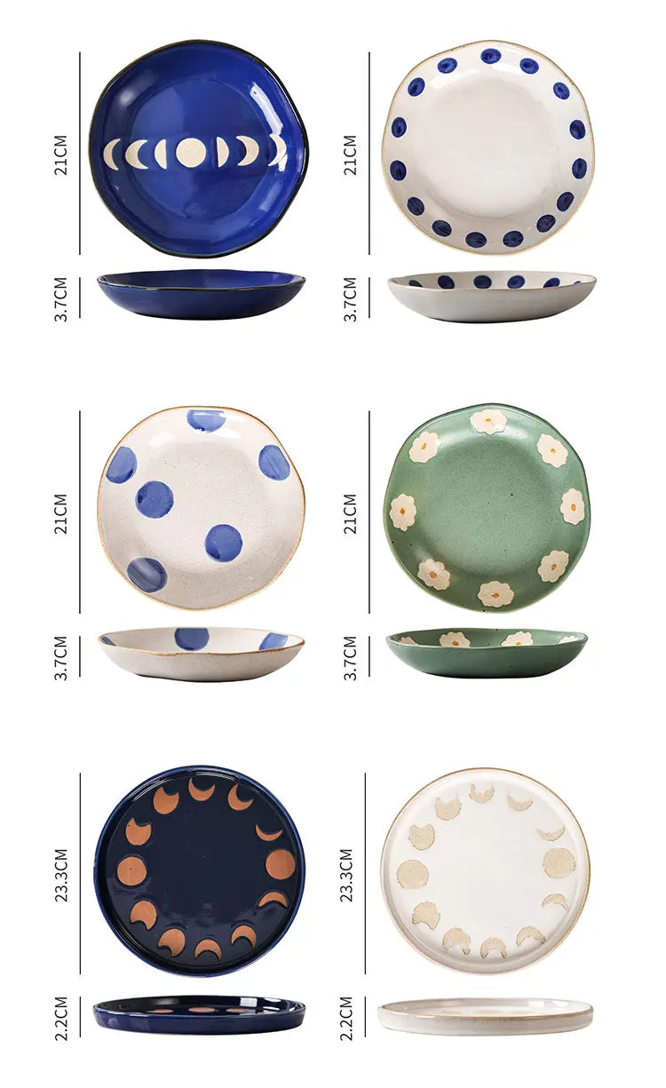 Hand-Painted Floral Ceramic Deep Plates | Vintage Dinner Dishes