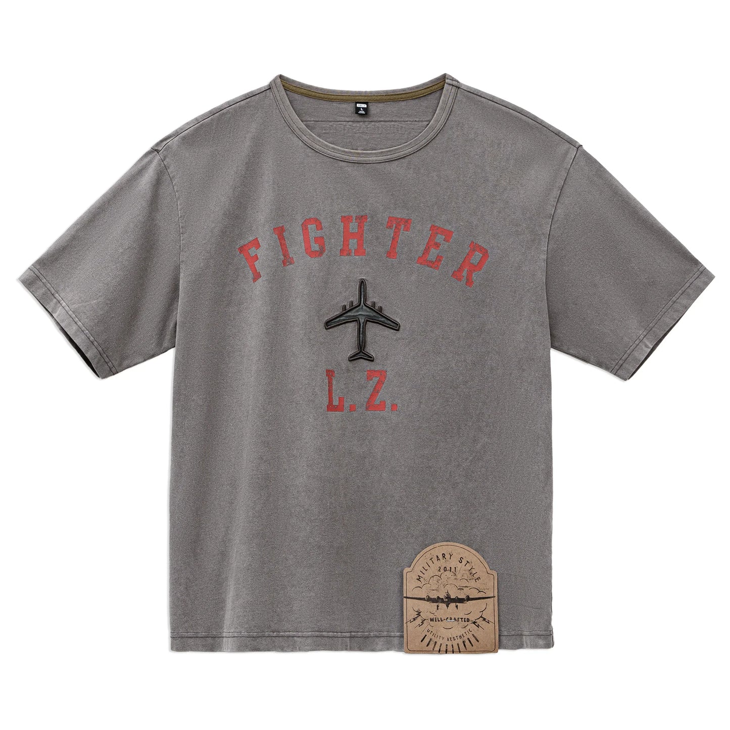 Men's Vintage Fighter Plane Print T-Shirt | Heavyweight Cotton Tee