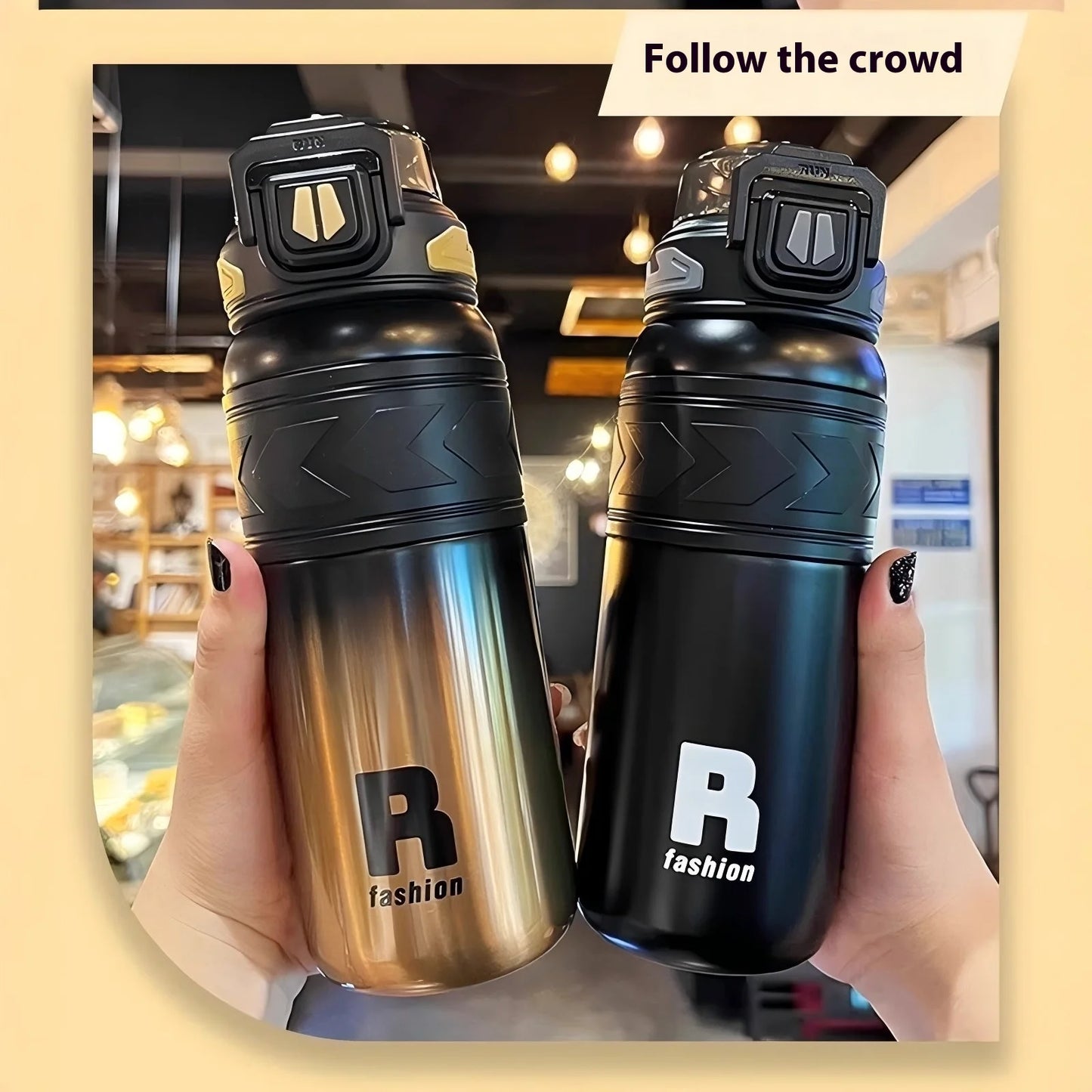 Large-Capacity Sports Straw Water Bottle | Portable Stainless Steel Cup