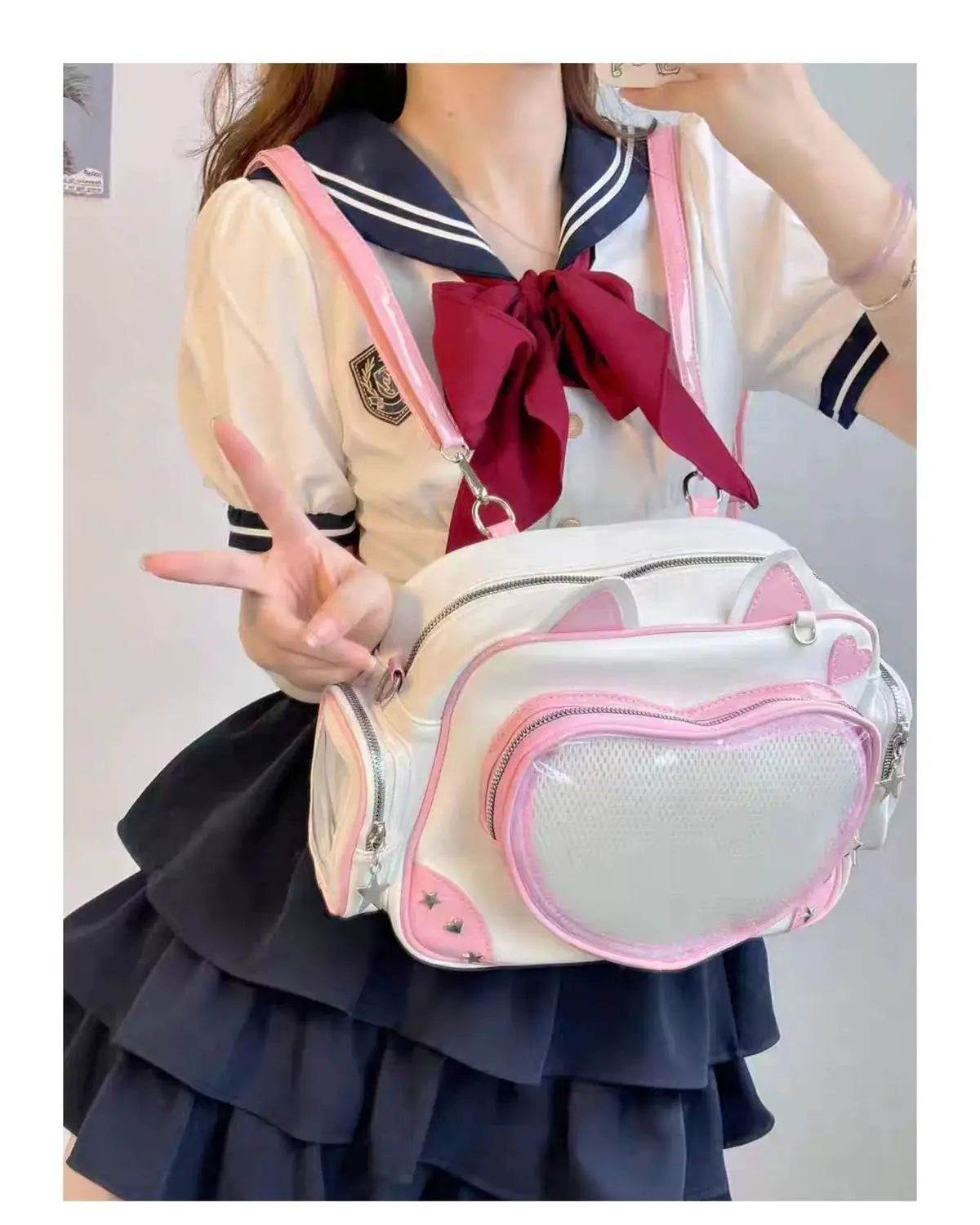 Cute Cat Rivet Backpack for Women | Chic Y2K Aesthetic Style