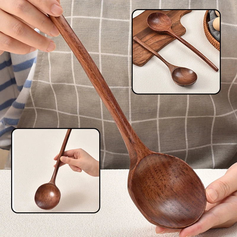 Long Handle Wooden Soup Spoon | Premium Kitchen Utensil