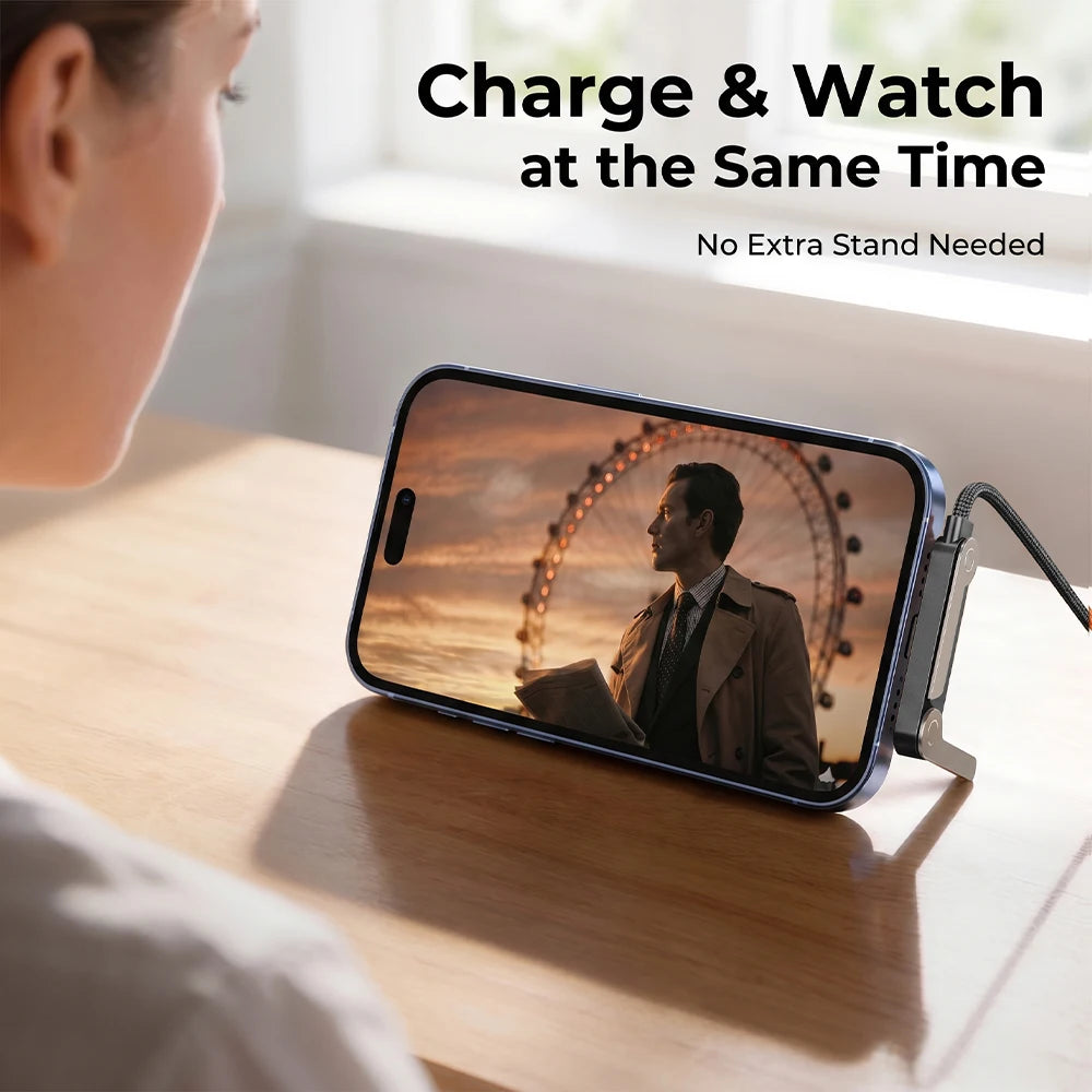 1.5M Fast Charging USB-C Cable & Foldable Phone Stand | 90° Elbow