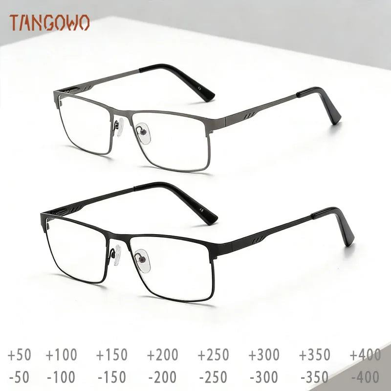 Stylish Square Metal Reading Glasses | Blue Light Blocking Eyewear