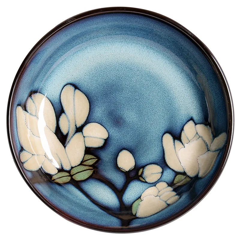 Juego de cuencos hondos para sopa pintados a mano de estilo japonés | Vajilla elegante