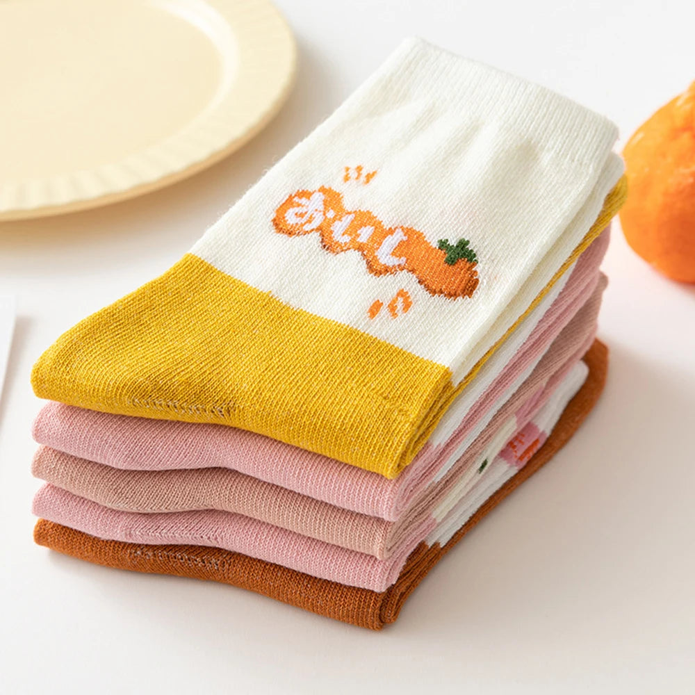 Cute Women Fruit Print Socks Set | Kawaii Casual Accessories