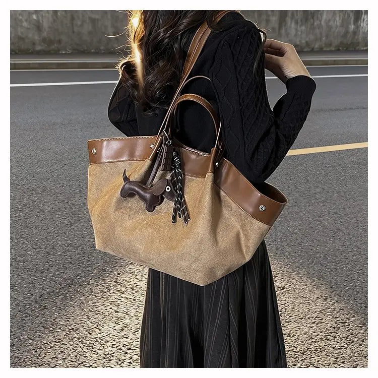 Bolso de hombro de piel suave de gamuza para mujer | Estilo casual de lujo