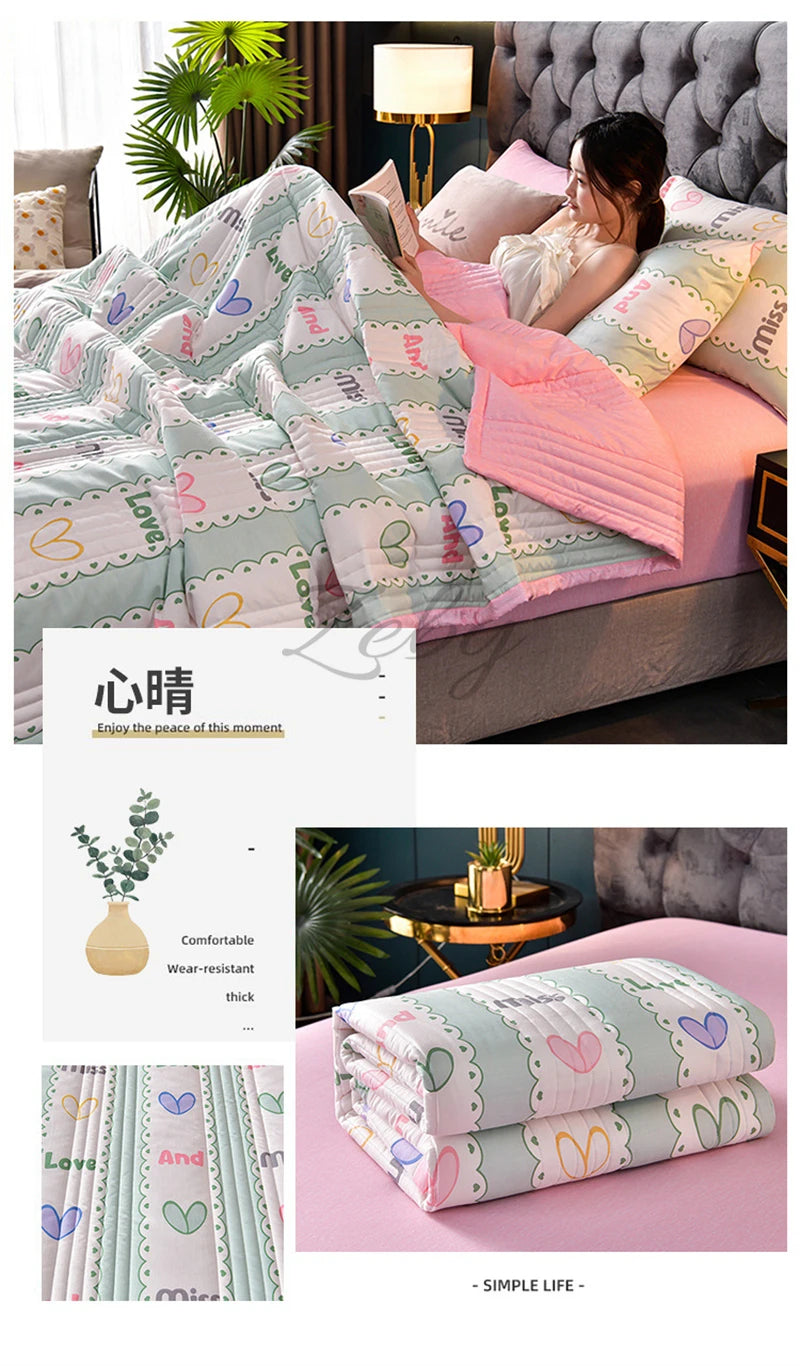 Quilted Spring Summer Quilt | Soft Comfortable Queen Size Blanket