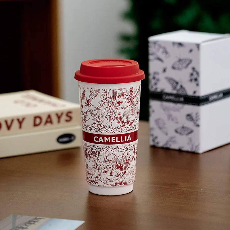 Taza de Café de Cerámica de Gran Capacidad con Tapa de Silicona | Elegante y Práctica
