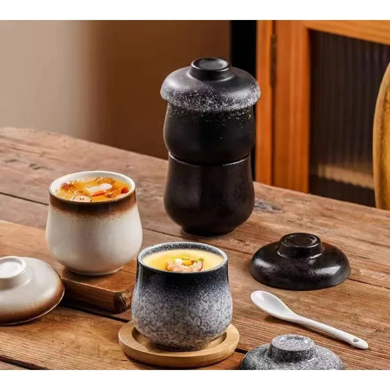Japanese Ceramic Small Stew Pot Set | Creative Tableware for One