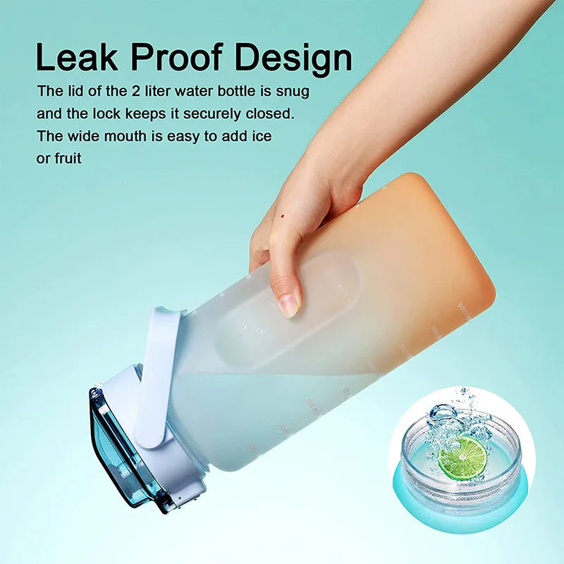 Motivational 2-Liter Water Bottle | Leak-Proof Sports Cup