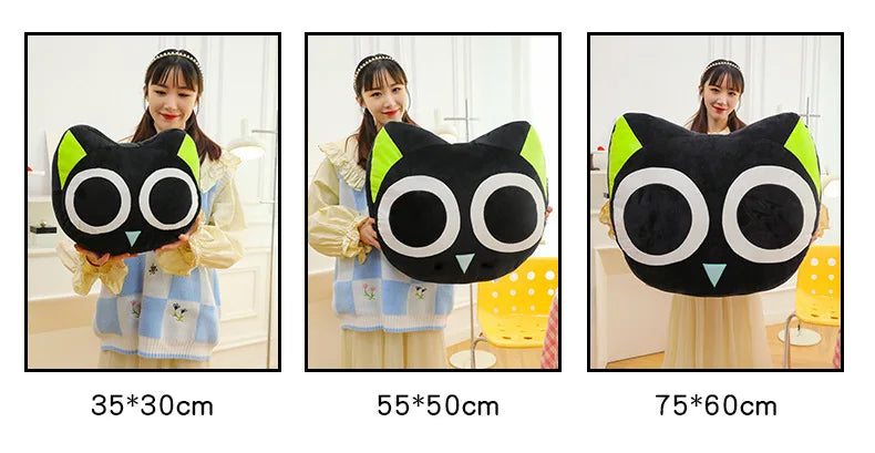 Kawaii Black Cat Plush Toy | Adorable Big Eye Cat Pillow
