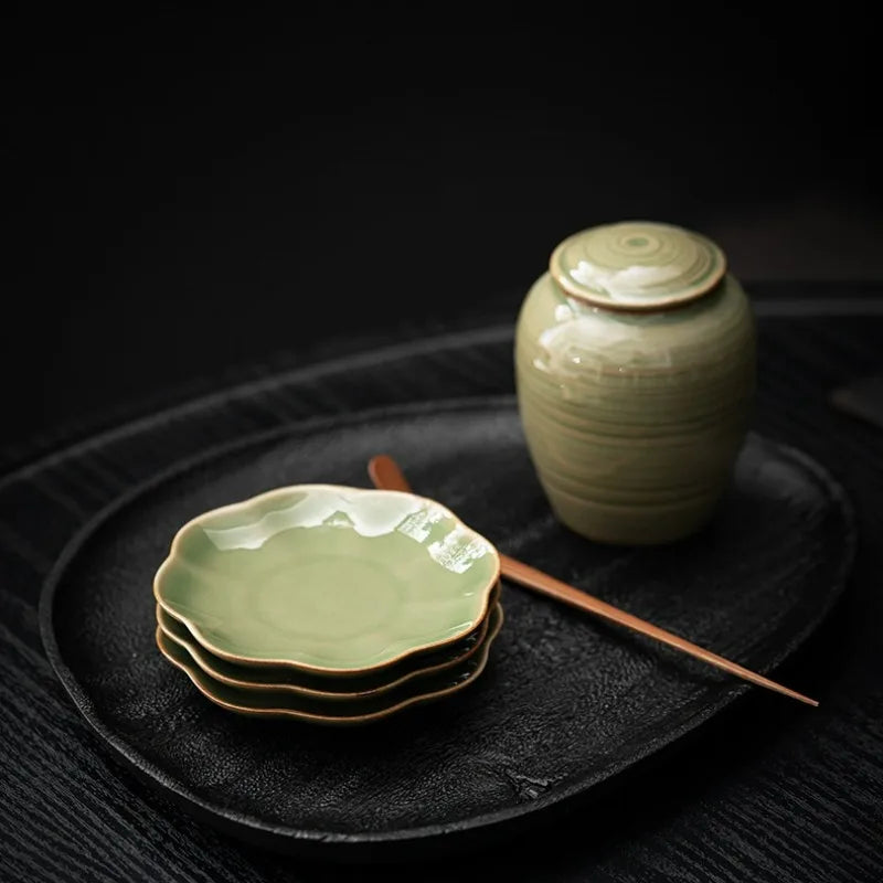 Japanese Ceramic Petal Coaster | Elegant Anti-Scald Teaware Accessory