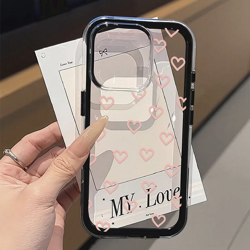 Funda de iPhone Corazón de Amor | Carcasa Transparente Antichoque 2 EN 1