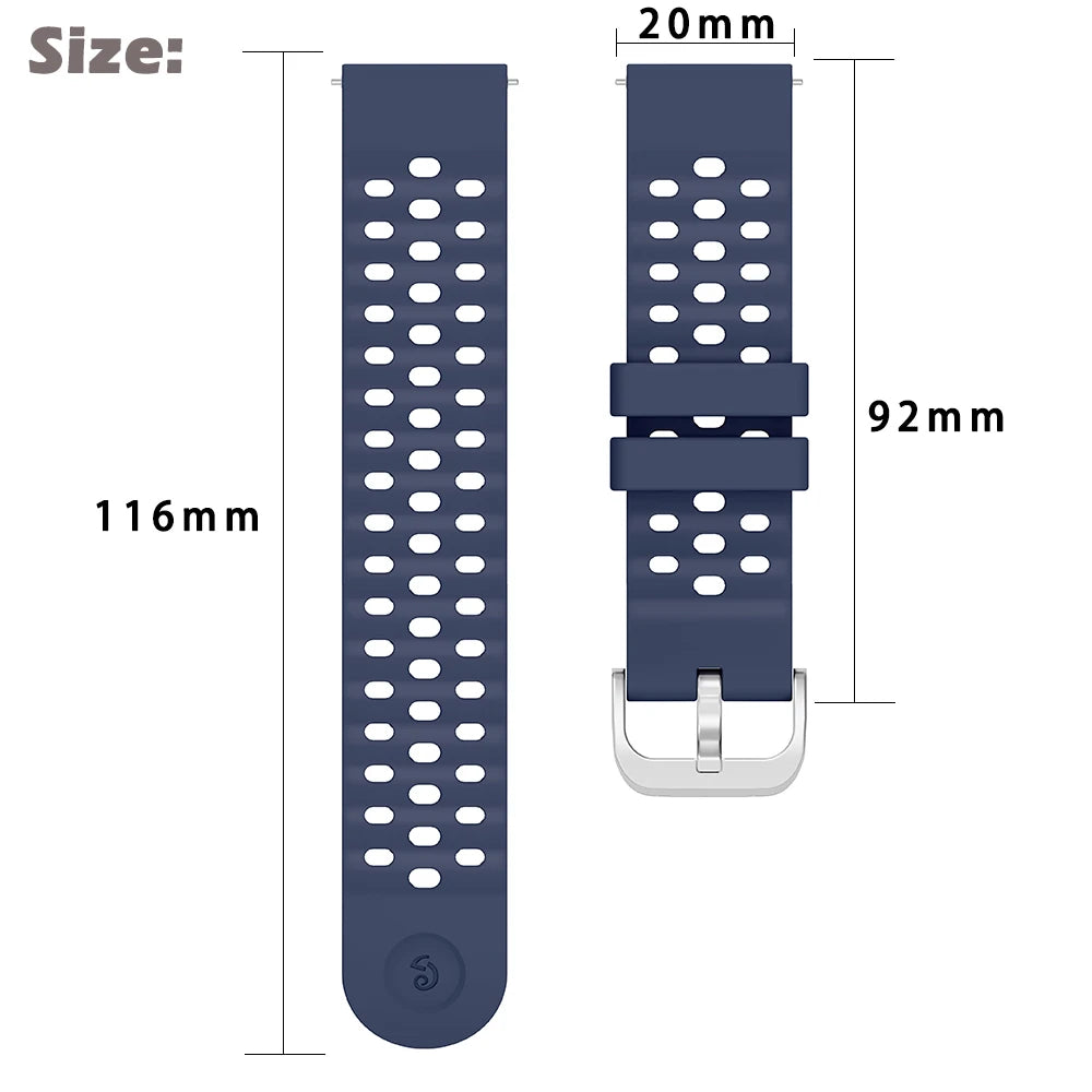 20mm Hollow Out Silicone Watch Band | Sport Waterproof Replacement Strap