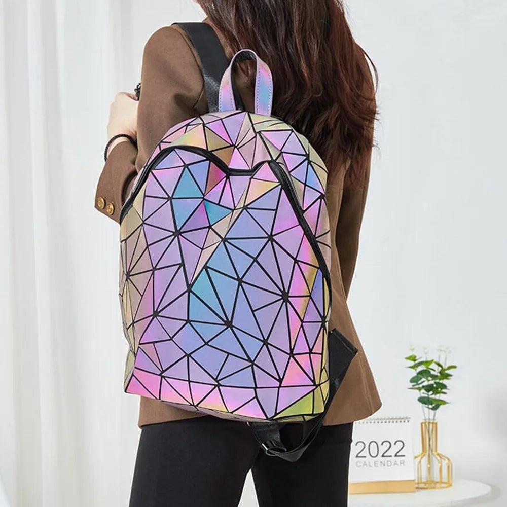 Luminous Geometric Women's Backpack | Stylish Schoolbag for All