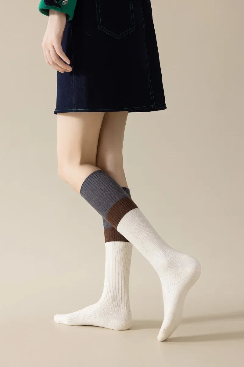 Women's Cotton Color Matching Knee Socks | Fashion-Forward Style
