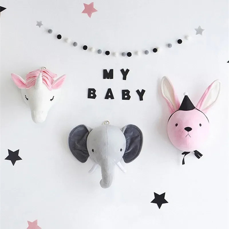 Animal Head Wall Decor | Cute Plush Animal Hanging Mounts for Kids