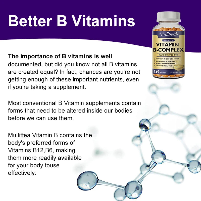 3X Complex Vitamin B Supplements for Stress Relief & Energy Support