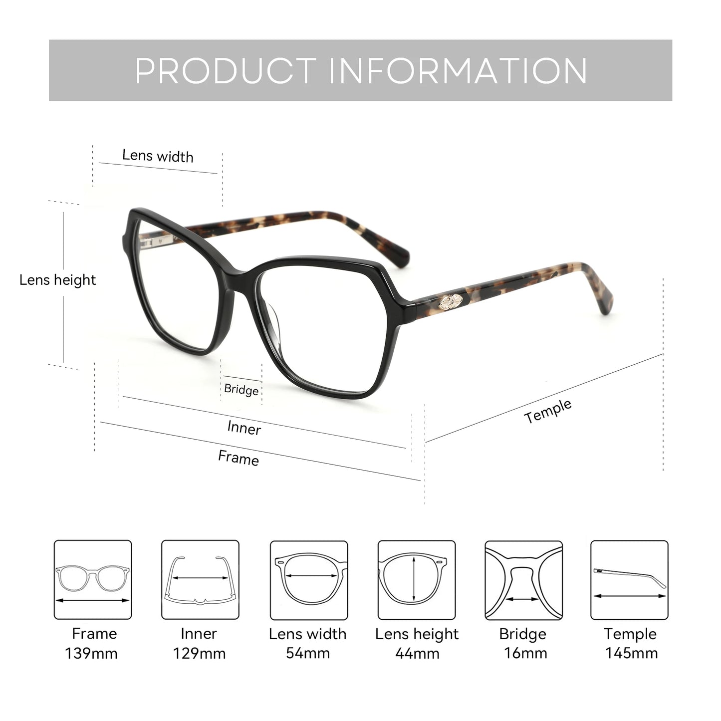 Women's Butterfly Acetate Prescription Glasses | Stylish & Protective