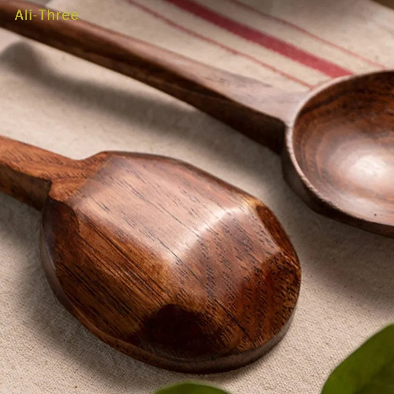 Cuchara de madera de mango largo para ramen | Utensilio de cocina esencial