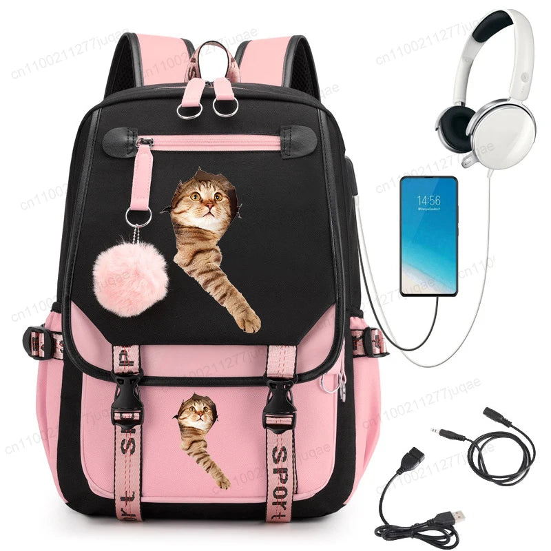 Cute Anime Cat Kawaii Backpack for Girls | Perfect Back to School Bag