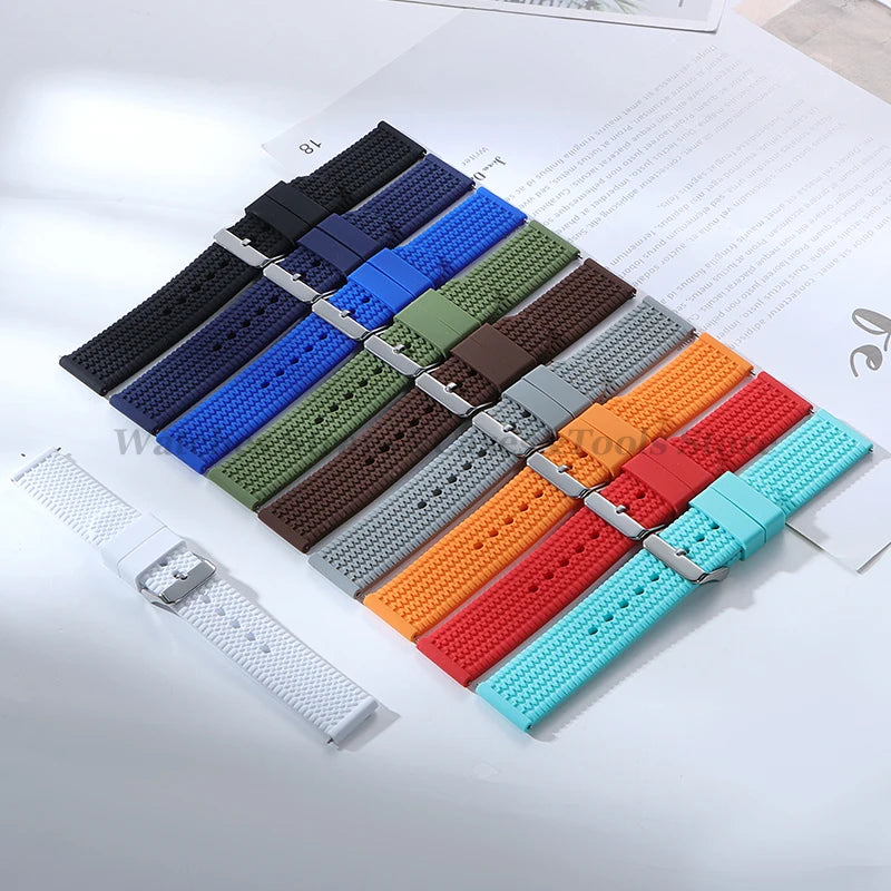 Soft Silicone Watch Bands | Quick Release Rubber Strap for All Watches