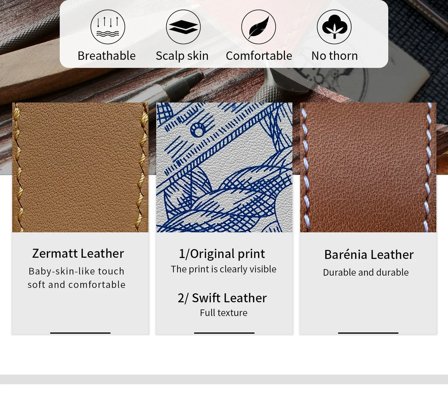 High Quality Genuine Leather Watch Band | Deployment Buckle Strap