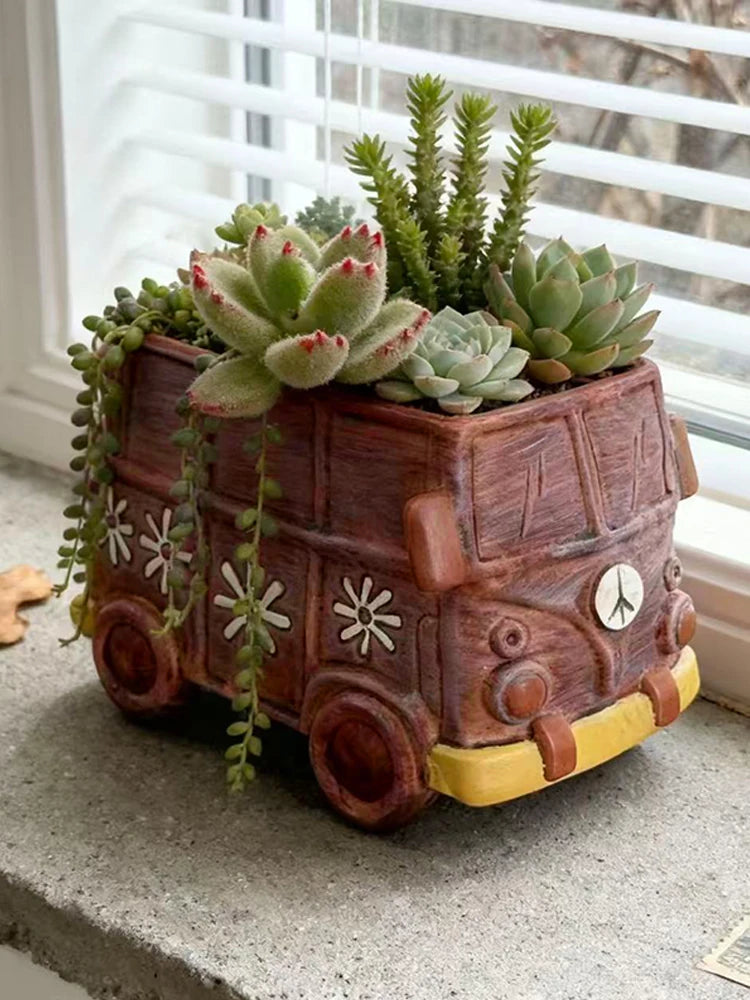 Creative Bus Car Flowerpot | Unique Home Garden Decor