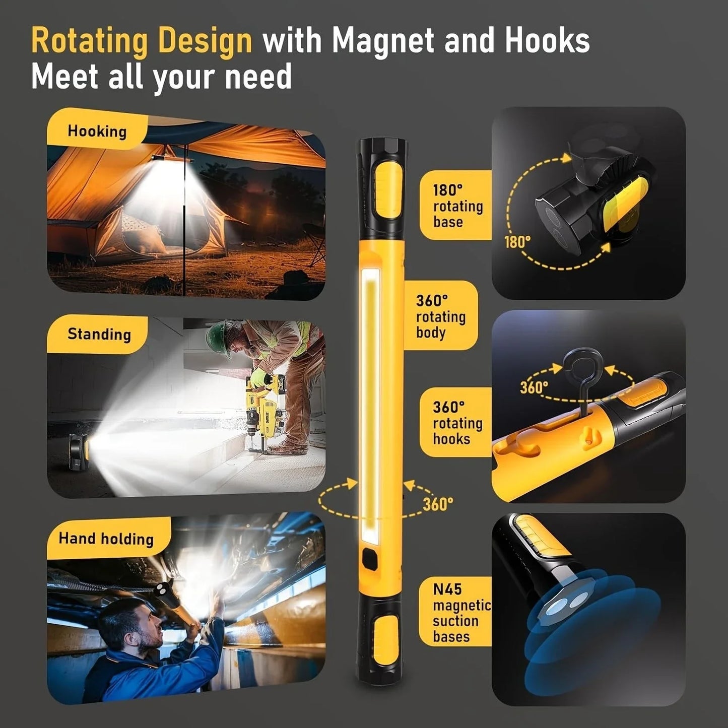 Super Bright Magnetic Work Light with Rechargeable Battery